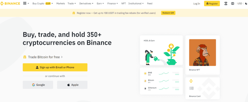 binance homepage